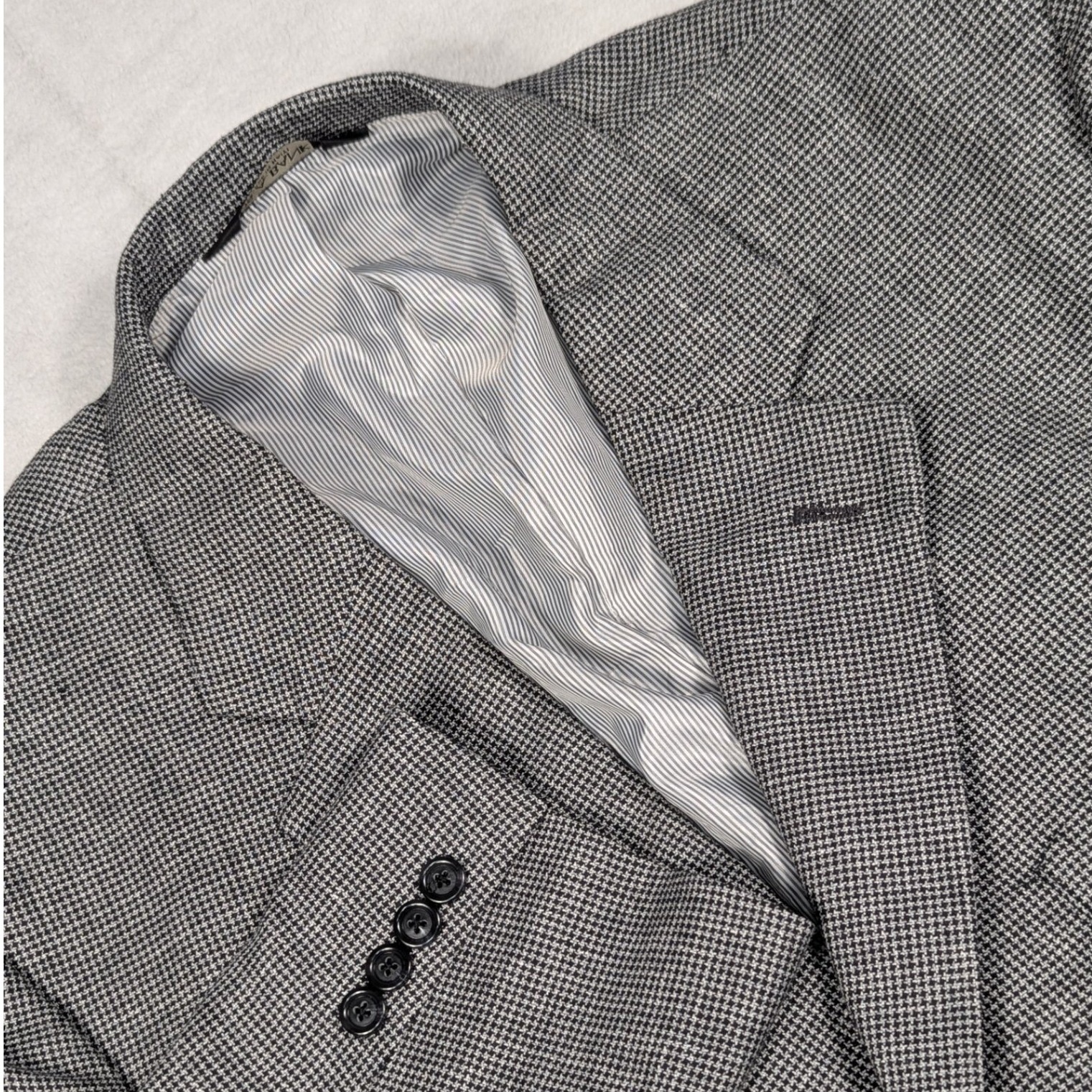 Jos. A. Bank Mens 48r Linen Wool Blend Houndstooth Blazer Sport Coat Grey 01175